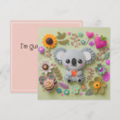 Bloemkoala met een hart feestdagenkaart (Voorkant / Achterkant)