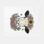 Bloemkoe hoofd vintage graveerontwerp_1 fleece deken (Voorkant (Horizontaal))