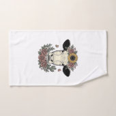 Bloemkoe hoofd vintage graveerontwerp_1 handdoek (Handdoek)
