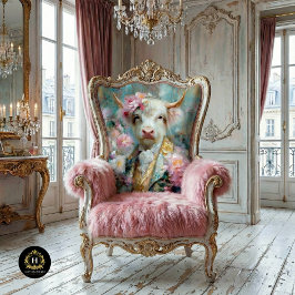 Bloemkoe in barok kostuum decoupage tissuepapier