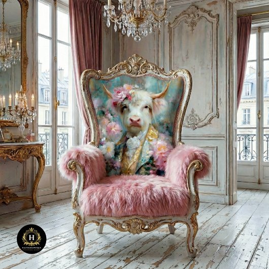 Bloemkoe in barok kostuum decoupage tissuepapier