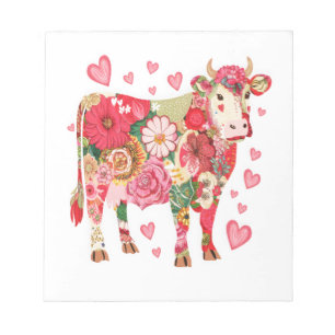 Bloemkoe Png, Cute Koe Design Png Notitieblok
