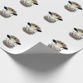 Bloemkoehoofd Vintage Gravureontwerp_1 Cadeaupapier (Hoek)