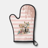 Bloemkoek mixer, glitter druppels, roze strepen ovenwant (Voorkant)