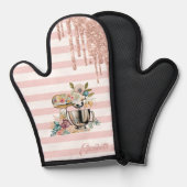 Bloemkoek mixer, glitter druppels, roze strepen ovenwant (Voorkant / Achterkant)