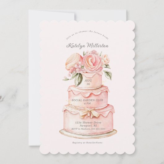 Bloemkoek Roze Vrijgezellenfeest Kaart (Voorkant)