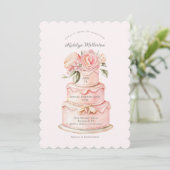 Bloemkoek Roze Vrijgezellenfeest Kaart (Staand voorkant)