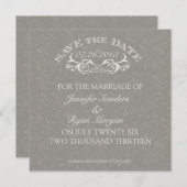 bloemkolmonogram grijs sparen de datum save the date (Voorkant / Achterkant)