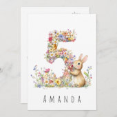 Bloemkonijn 5e verjaardagskaart kaart (Voorkant / Achterkant)