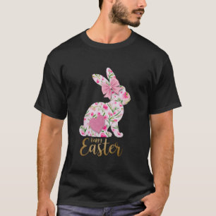 Bloemkonijn Happy Pasen Boog Hart Vrouwen Kinderen T-shirt