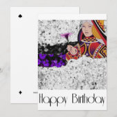 Bloemkoningin HAPPY BIRTHDAY-kaart Bedankkaart (Voorkant / Achterkant)