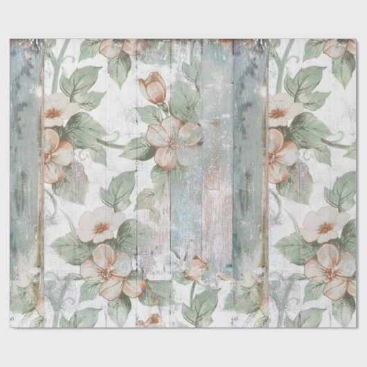  bloemkool en houtshabby Chic Wrapping Paper Cadeaupapier (Vlak)