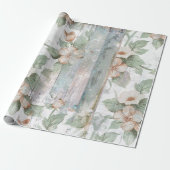 bloemkool en houtshabby Chic Wrapping Paper Cadeaupapier (Uitgerold)