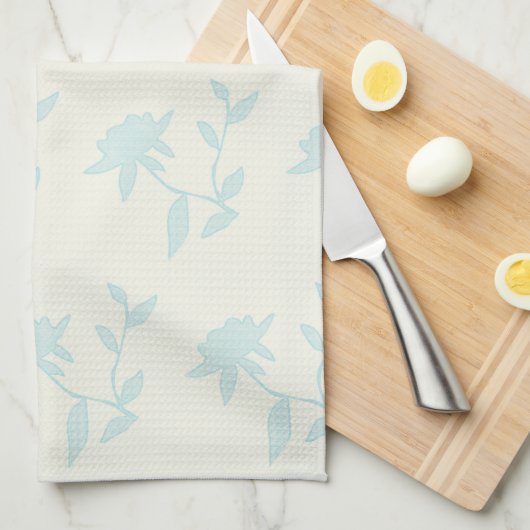  bloemkool en lichtblauw theedoek (Quarter Fold)