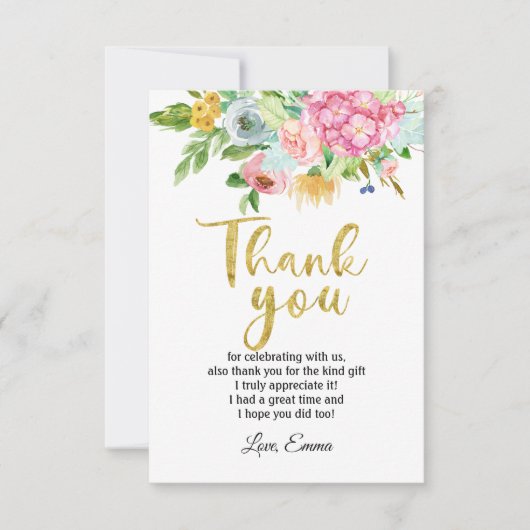 bloemkool, floral Bedankt. Bedankkaart (Voorkant)