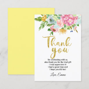 bloemkool, floral Bedankt. Bedankkaart
