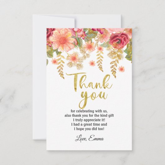 bloemkool, floral Bedankt. Bedankkaart (Voorkant)