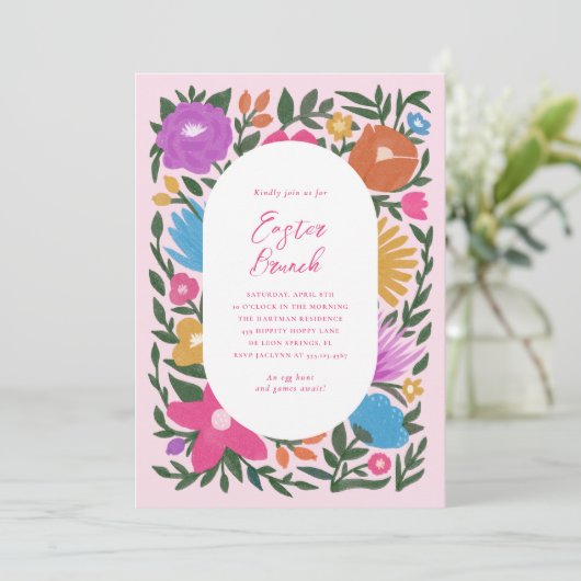 bloemkool Pasen Brunch | Roze Kaart (Staand voorkant)