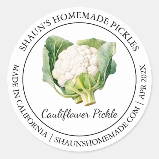 Bloemkool Pickle Modern label (Voorkant)