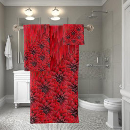 Bloemkool rode dahlias in gotische stijl bad handdoek