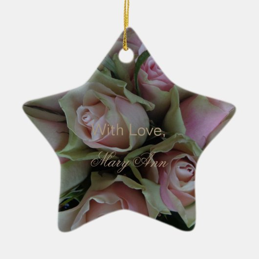 Bloemkool van roze groene Rozen Keramisch Ornament (Voorkant)