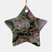 Bloemkool van roze groene Rozen Keramisch Ornament (Achterkant)