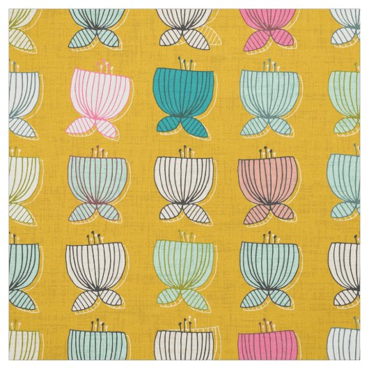 bloemkopjes geel stof (Swatch)