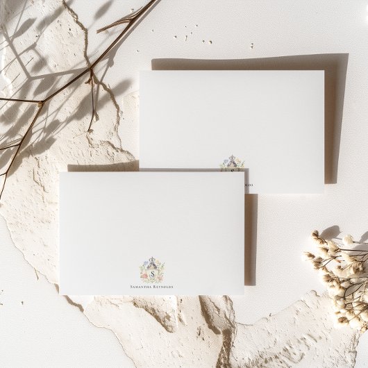 Bloemkraagmonogram gepersonaliseerd notitiekaartje