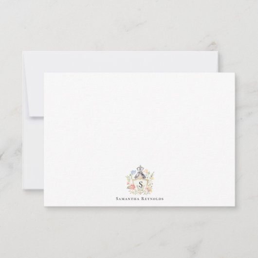 Bloemkraagmonogram gepersonaliseerd notitiekaartje (Voorkant)