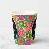 Bloemkracht 70's kleurrijke verjaardag papieren bekers (Links)