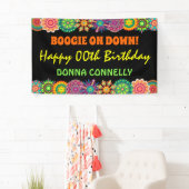 Bloemkracht 70's kleurrijke verjaardag spandoek (Insitu)