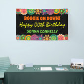 Bloemkracht 70's kleurrijke verjaardag spandoek (Beurs)