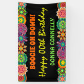 Bloemkracht 70's kleurrijke verjaardag spandoek (Verticaal)