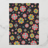 Bloemkracht 70's Retro Groovy bruiloft repetitie Folie Uitnodiging (Achterkant)