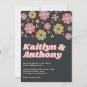 Bloemkracht 70's Retro Groovy bruiloft repetitie Kaart (Voorkant)