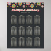 Bloemkracht 70's Retro Groovy Wedding Seating Seat Poster (Voorkant)