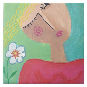 Bloemkracht Abstract schilderij Tegeltje