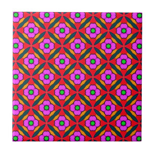 Bloemkracht in roze design tegeltje
