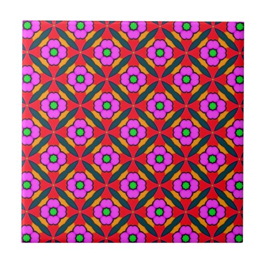 Bloemkracht in roze design tegeltje (Voorkant)