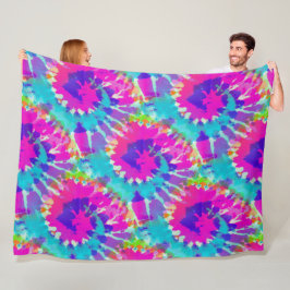 Bloemkracht - Kleurrijk spiraalvormig batikpatroon Fleece Deken