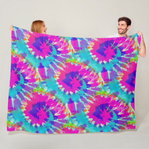 Bloemkracht - Kleurrijk spiraalvormig batikpatroon Fleece Deken