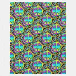 Bloemkracht - Kleurrijk vredesteken patroon 1 Fleece Deken