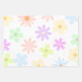 Bloemkracht, Retro Mod Bloemen, Pastels Inpakpapier Vel (Voorkant 2)