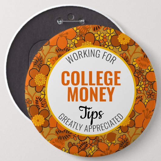 Bloemkracht| Tips gewaardeerd | Studiegeld Ronde Button 6,0 Cm (Voorkant /achterkant)