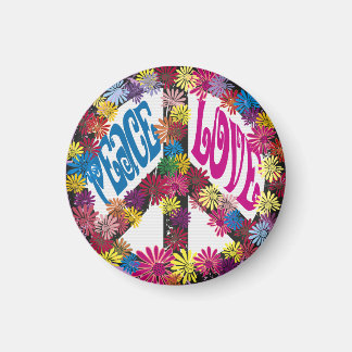 Bloemkracht Vrede & Liefde Hippie Symbolen Magneet