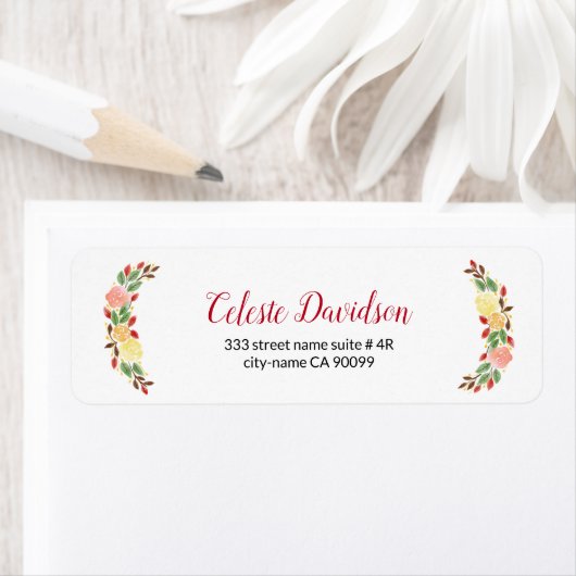 Bloemkrans aan beide zijden etiket (Insitu)