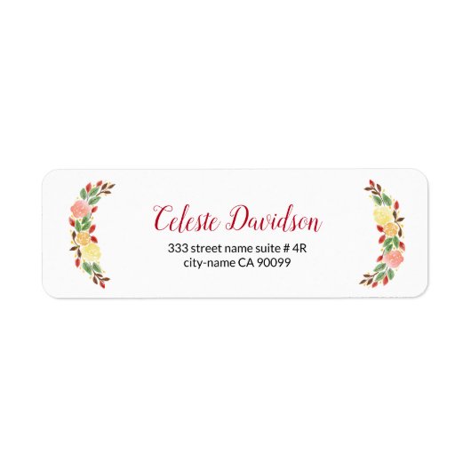 Bloemkrans aan beide zijden etiket (Voorkant)