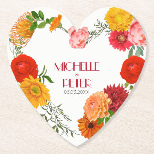 Bloemkrans- Bewaar de datum Kartonnen Onderzetters