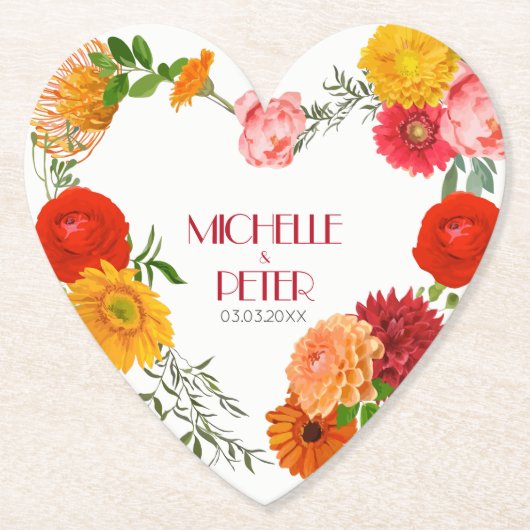 Bloemkrans- Bewaar de datum Kartonnen Onderzetters (Voorkant)