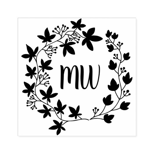 Bloemkrans Botanisch Monogram Herfst Rubberstempel (Afrduk)